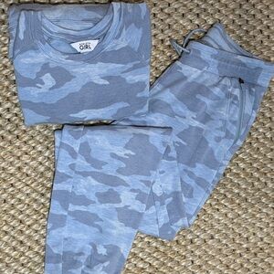 Athleta Girl Blue Camo Sweatsuit (Joggers and Sweatshirt)- Large 12